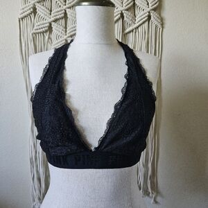 PINK Black Lace Bralette L